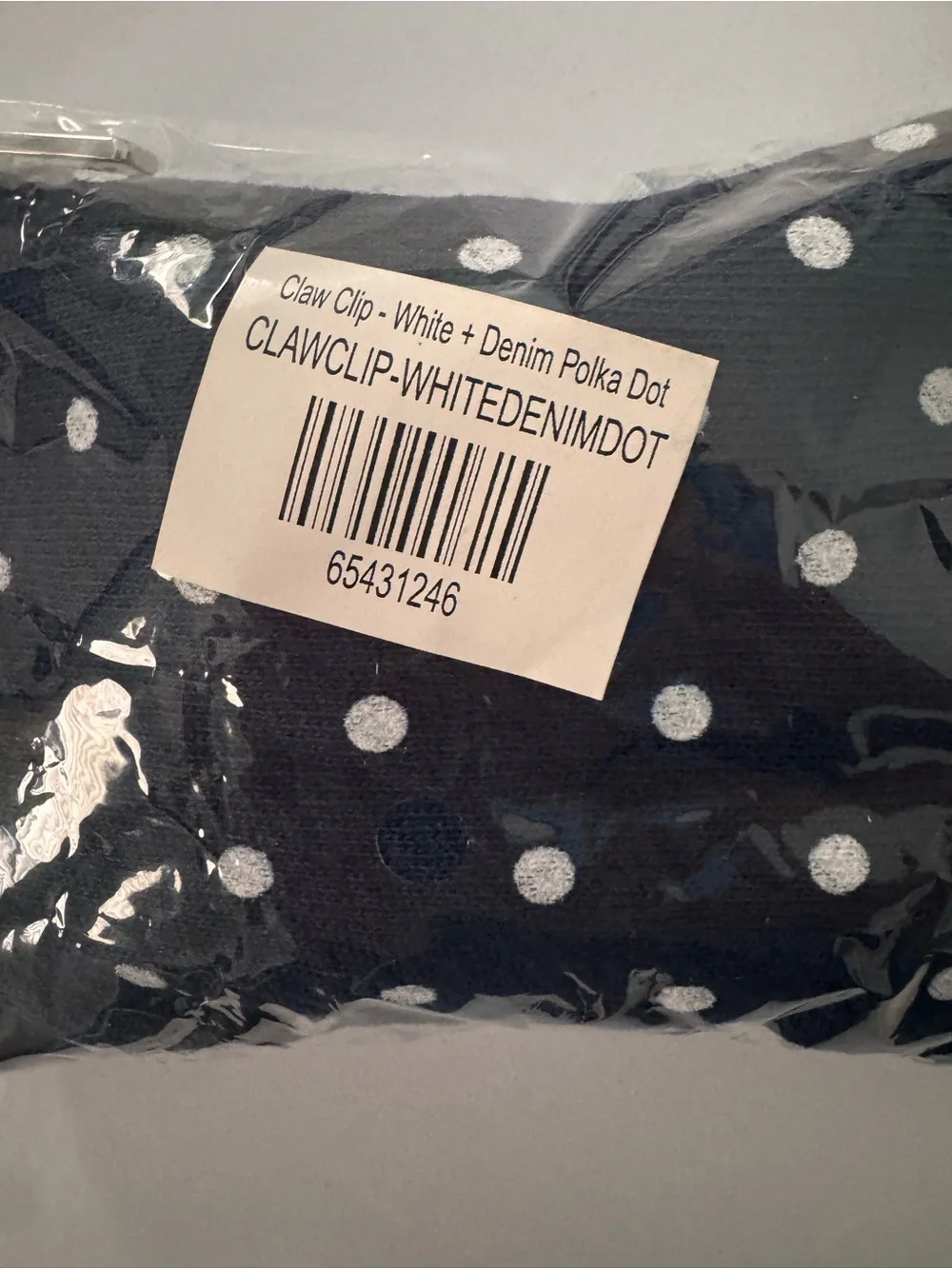 NEW Parke Claw Clip White & Navy Polka Dot